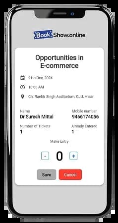 BookShow.online event listing app screen